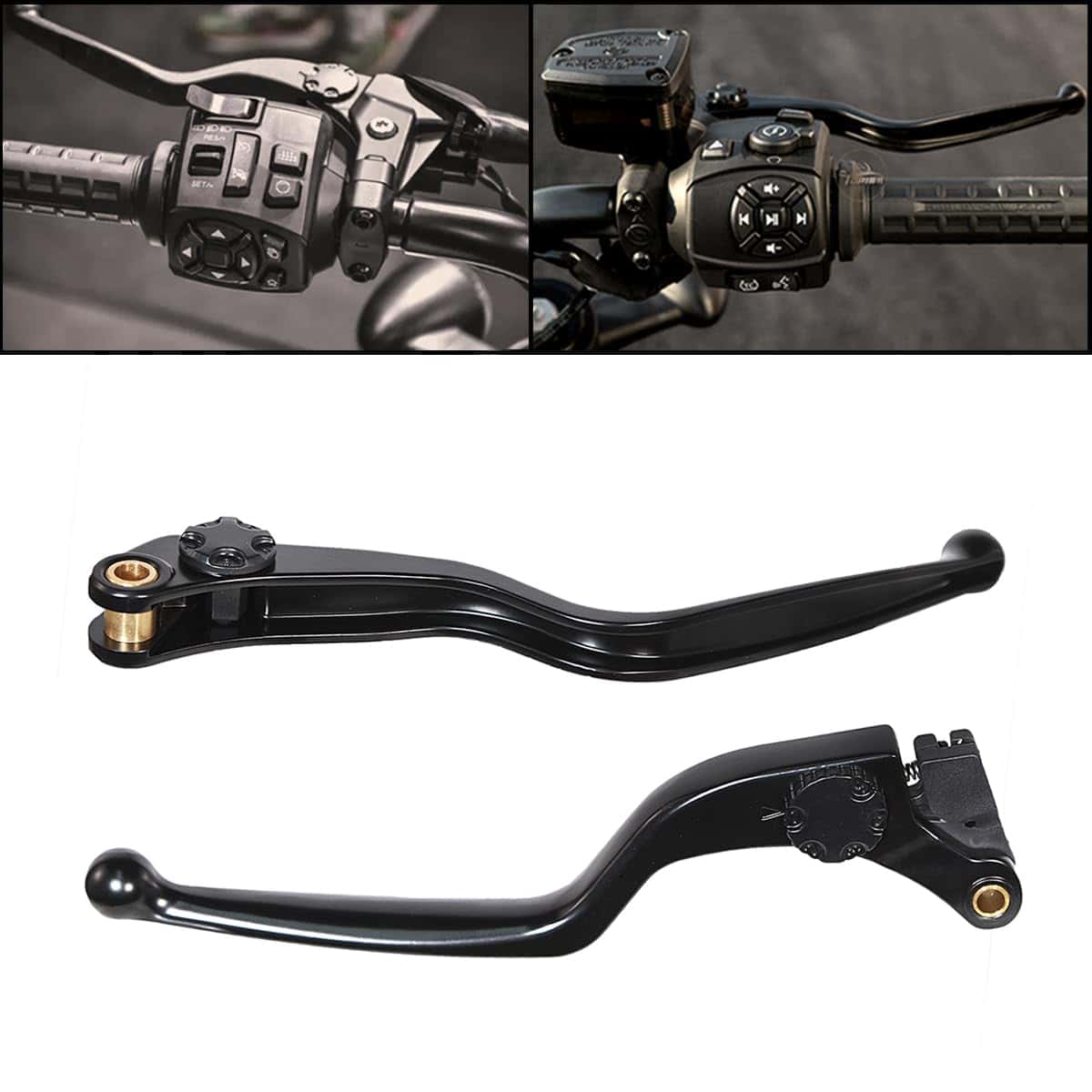 Palanca de embrague y freno negra para motocicleta