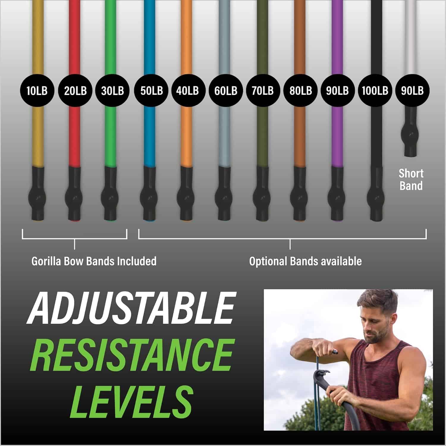 Arco de Ejercicio Lite Gorilla Bow con Bandas de -Negro - Imagen 9