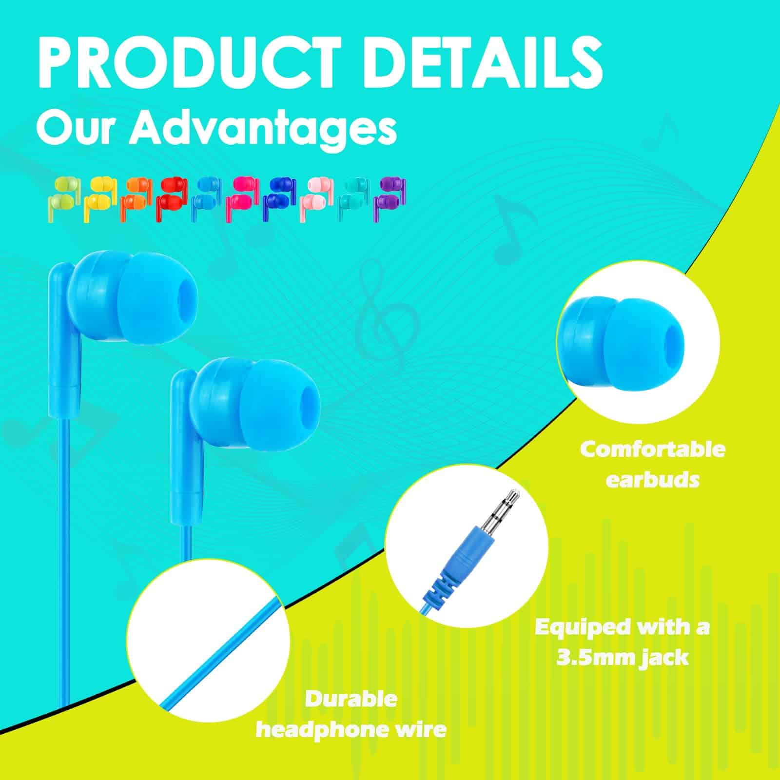 Auriculares para niños MENGLALA en paquete de 200 para - Imagen 3