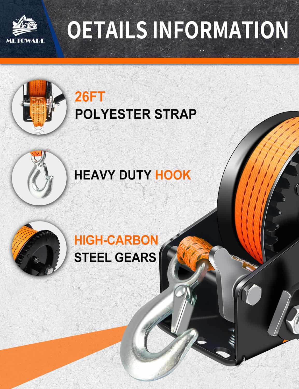 Gancho de Remolque METOWARE de Barco con capacidad de 1600 - Imagen 5