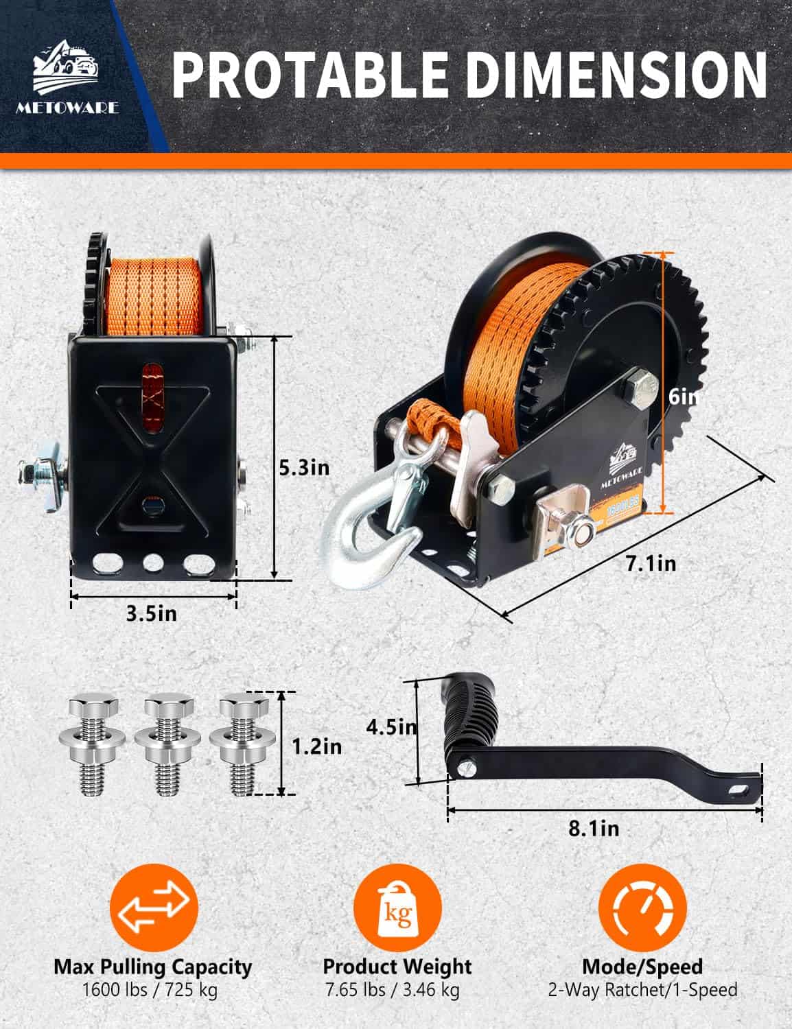 Gancho de Remolque METOWARE de Barco con capacidad de 1600 - Imagen 6