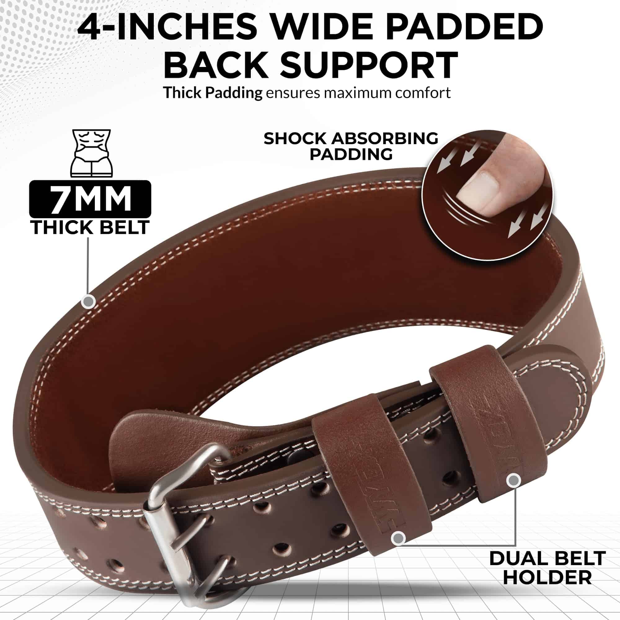 Cinturón de Levantamiento de Pesas WYOX -Marrón - Imagen 3