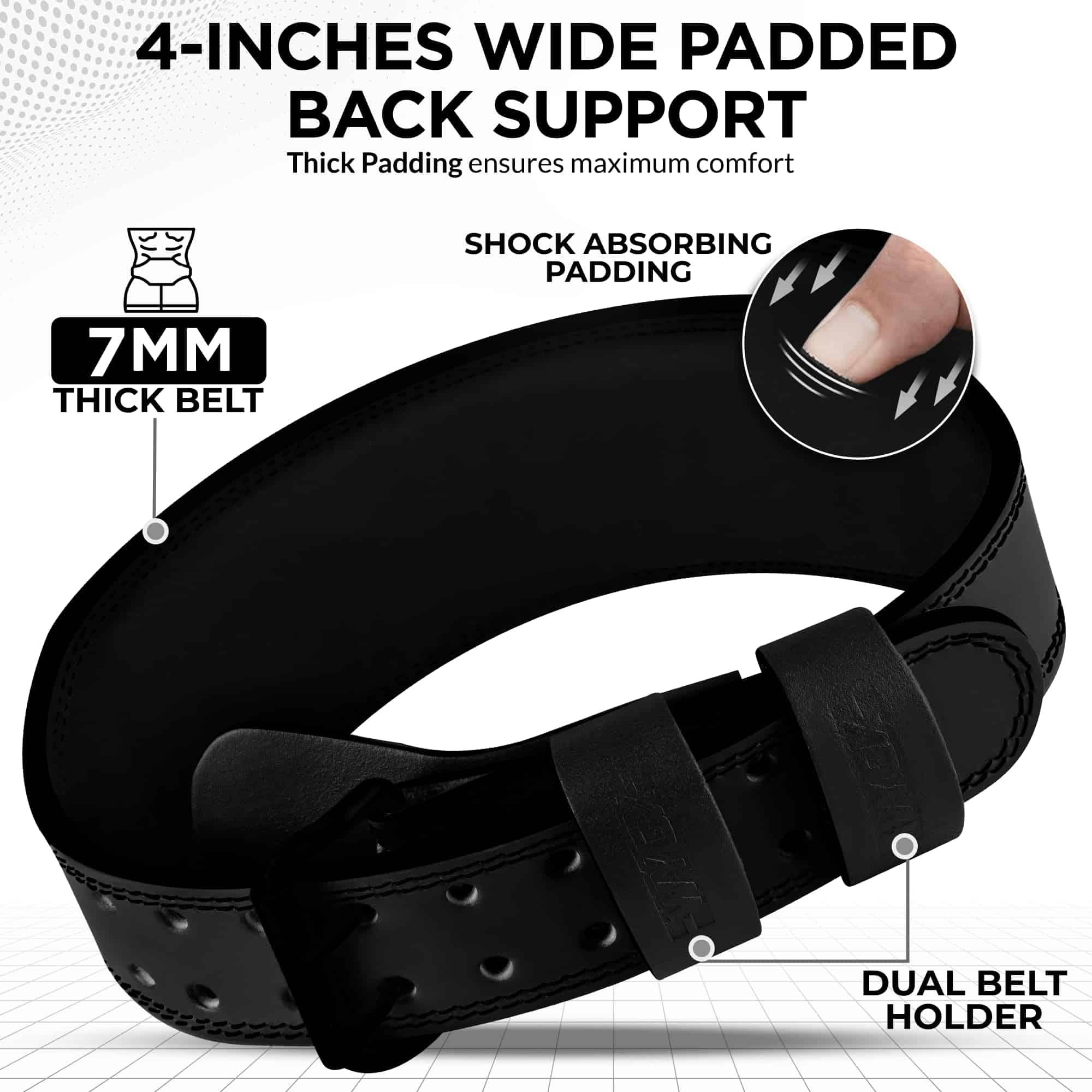 Cinturón de Levantamiento de Pesas WYOX -Negro - Imagen 3