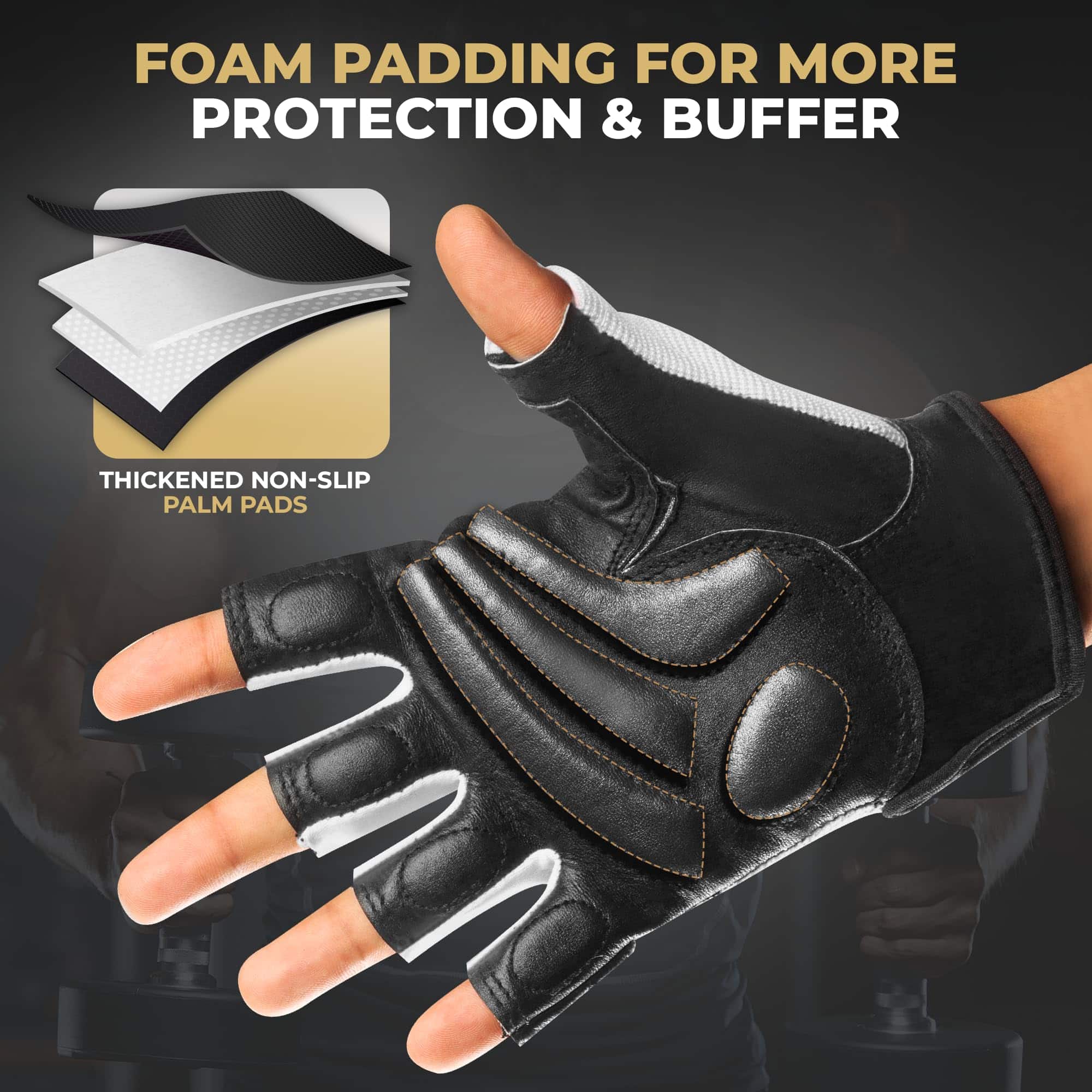 Guantes de Levantamiento de Pesas WYOX -Blanco - Imagen 4