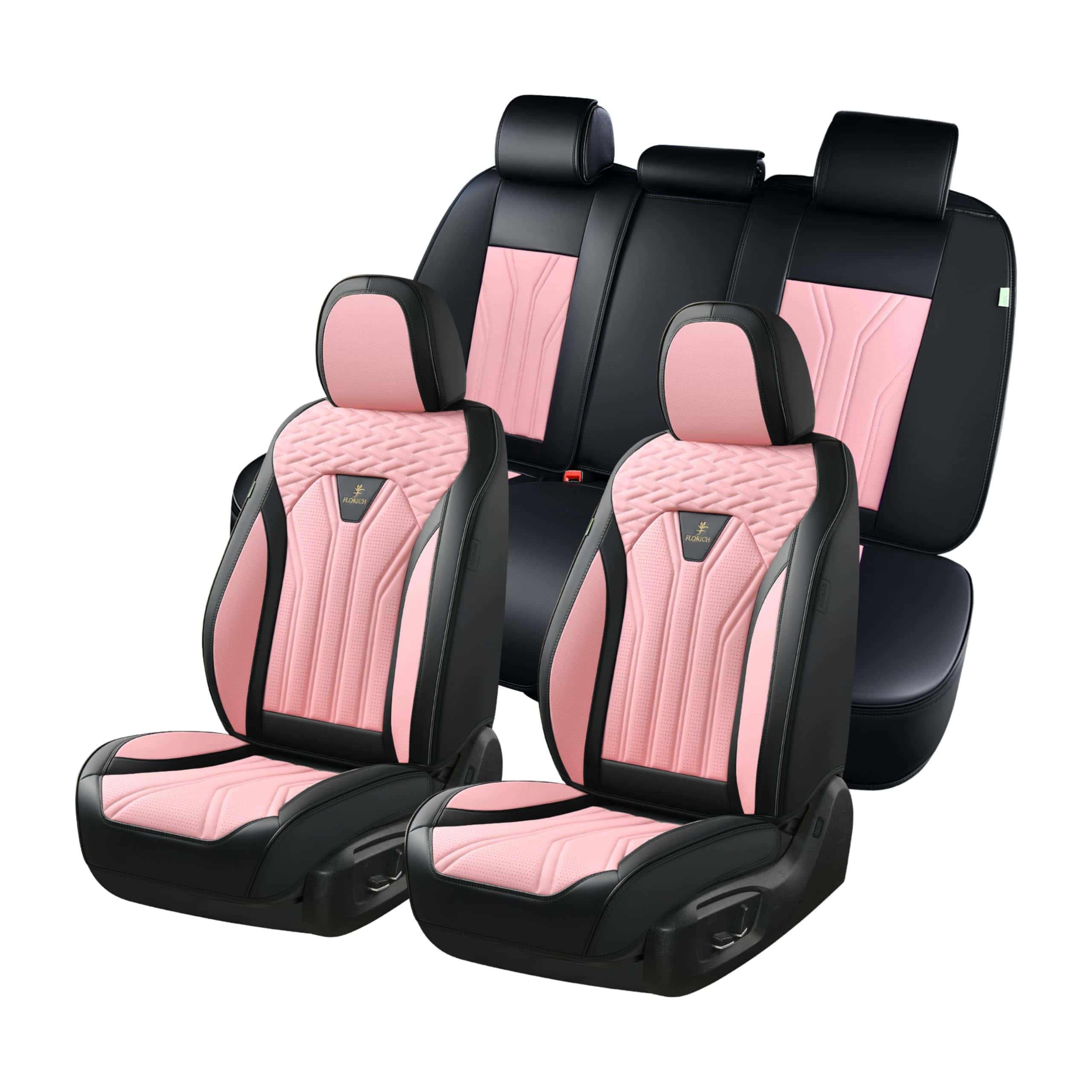 Cubiertas de Asiento de Cuero FLORICH, Juego -Negro y Rosa