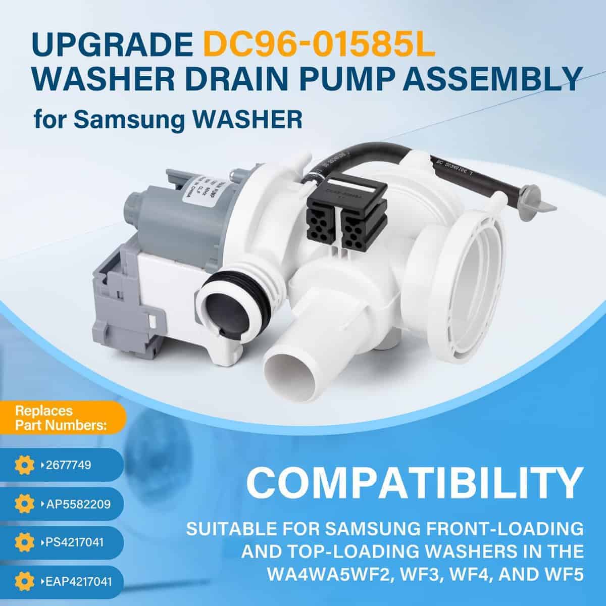 Bomba de desagüe DC96-01585L compatible con lavadora - Imagen 3