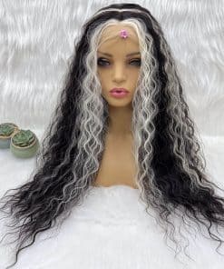 Pelucas de Encaje Negro y Blanco Rizado GIANNAY Peluca de