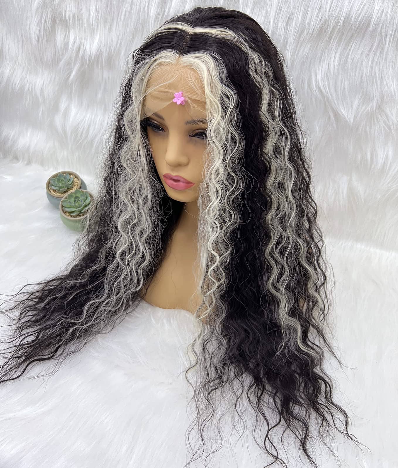 Pelucas de Encaje Negro y Blanco Rizado GIANNAY Peluca de - Imagen 3