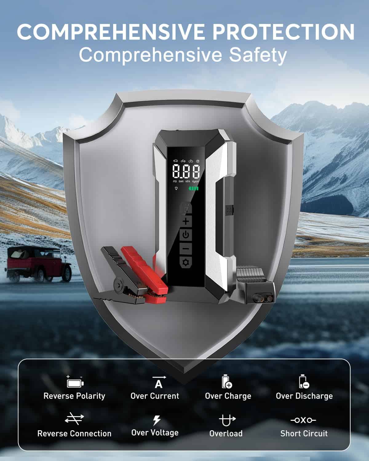 Arrancador de Coche MEUCI con Compresor de Aire, Arrancador - Imagen 9