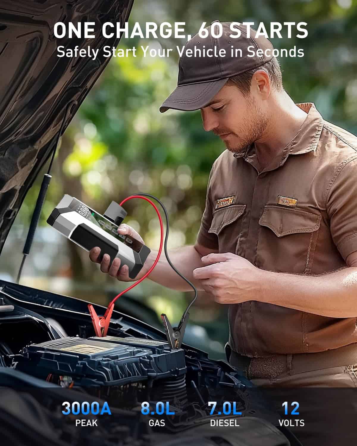 Arrancador de Coche MEUCI con Compresor de Aire, Arrancador - Imagen 3