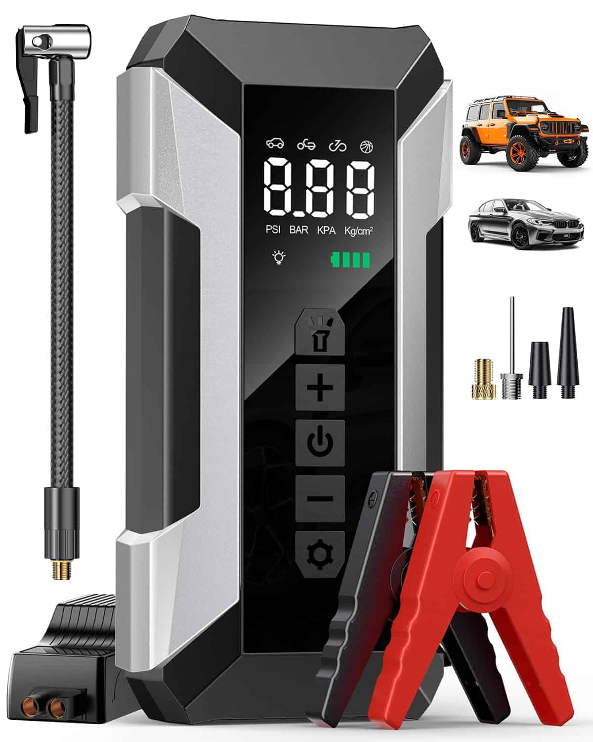 Arrancador de Coche MEUCI con Compresor de Aire, Arrancador