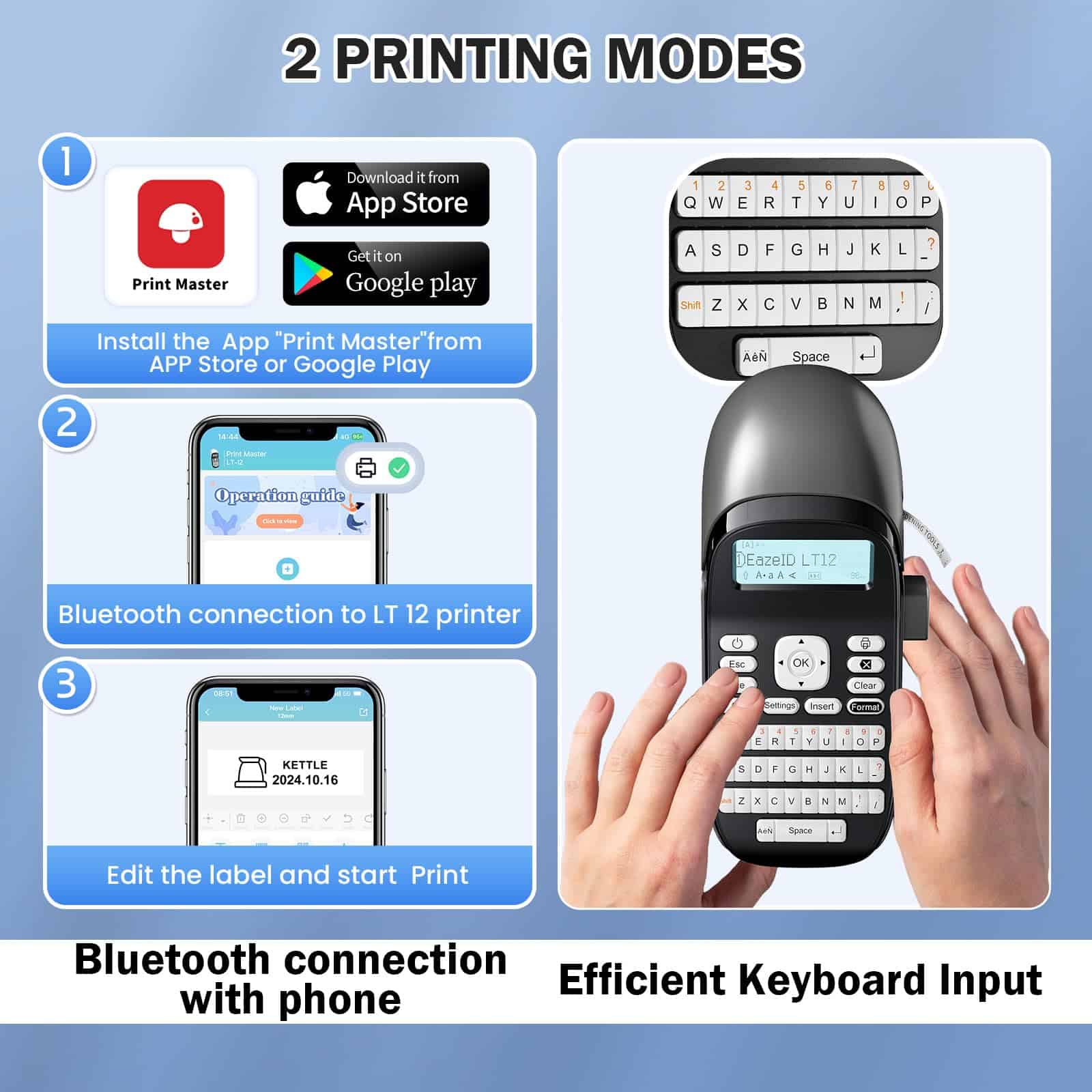 EazeID Label Makers, Máquina de Etiquetado con Cintas, - Imagen 7
