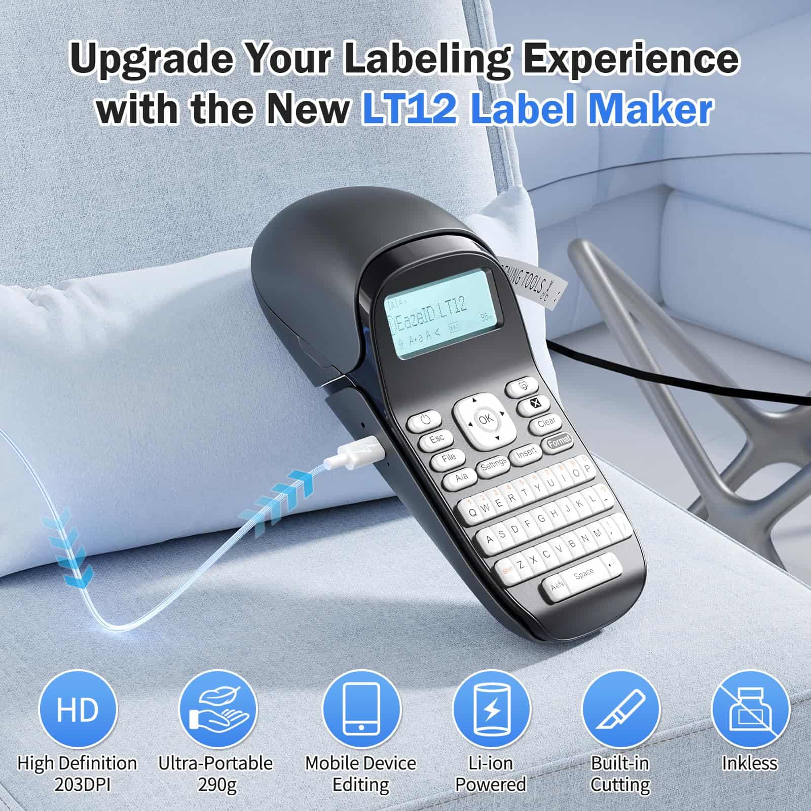 EazeID Label Makers, Máquina de Etiquetado con Cintas, - Imagen 3