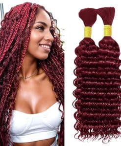 Cabello de Trenzado Humano Borgoña Ondulado Profundo de 18