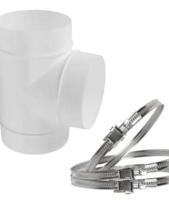 Conector en T de 3 vías de plástico blanco de 4 pulgadas