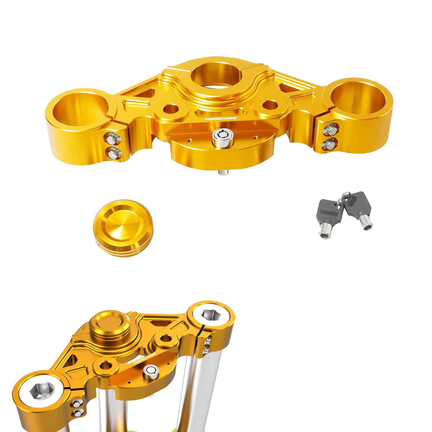 POWER JAMES Triple Tree Gold Top con Bloqueo de Manillar