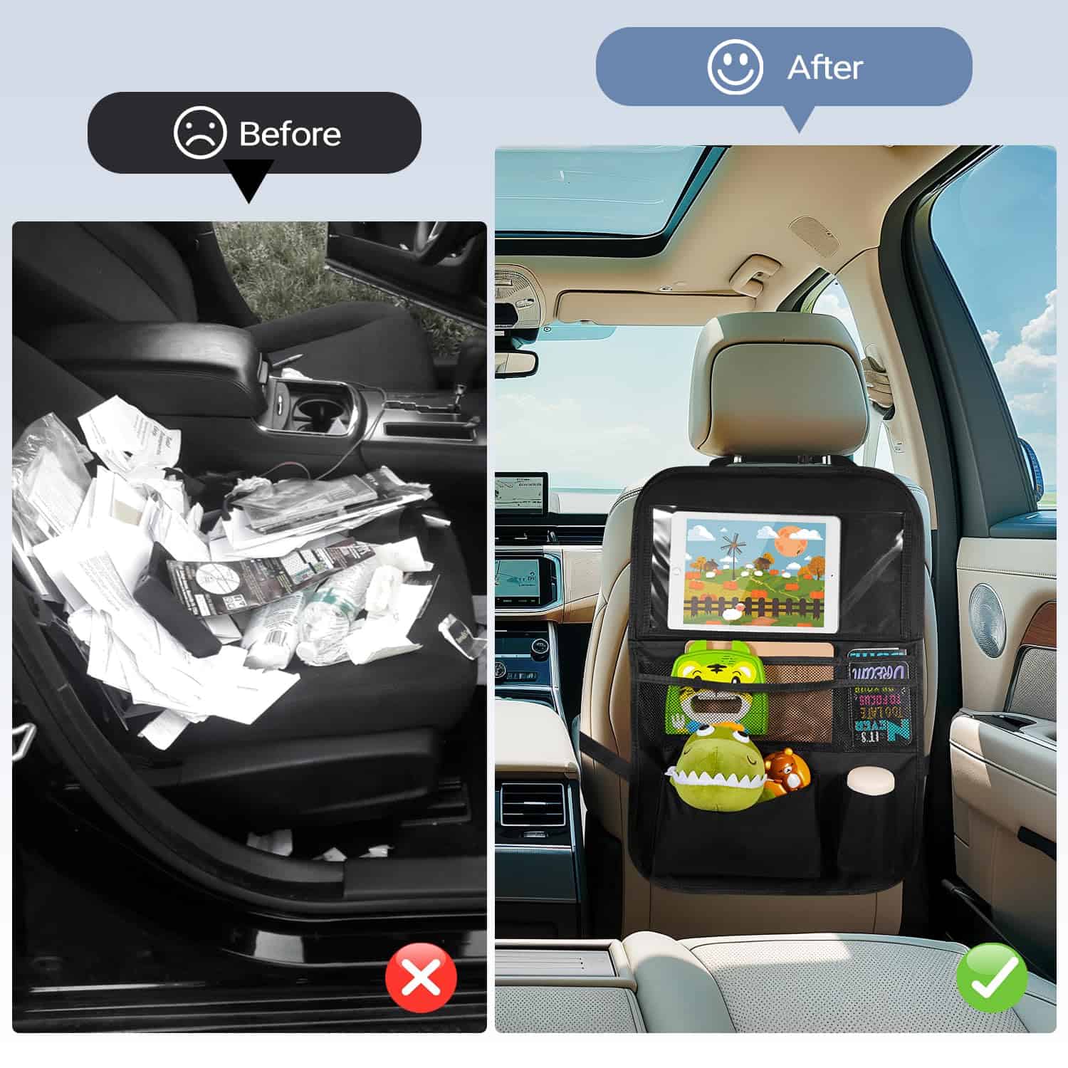 Organizador de Asiento Trasero para Automóvil con Soporte - Imagen 7