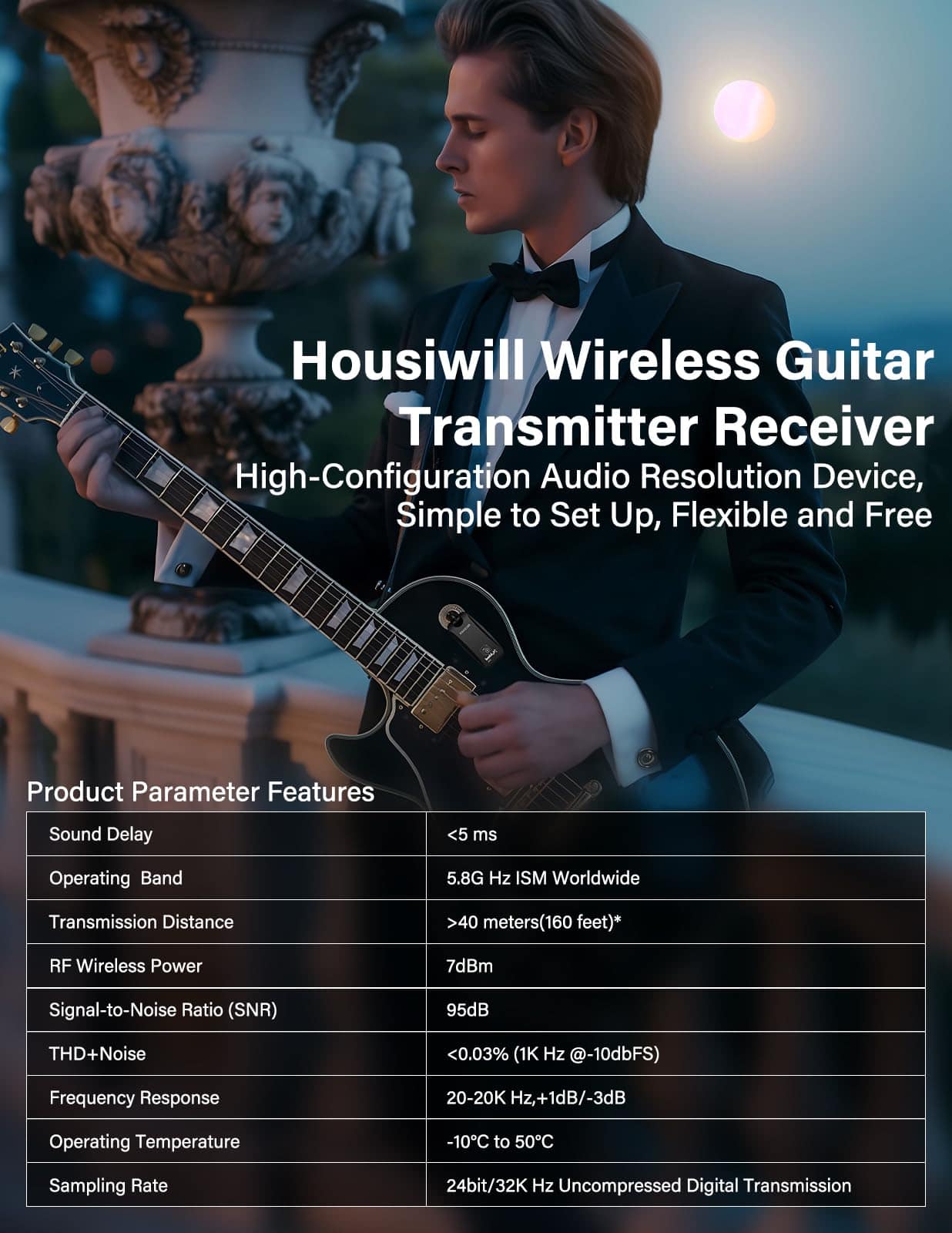 Sistema de Guitarra Inalámbrico Housiwill 5.8GHz, - Imagen 5