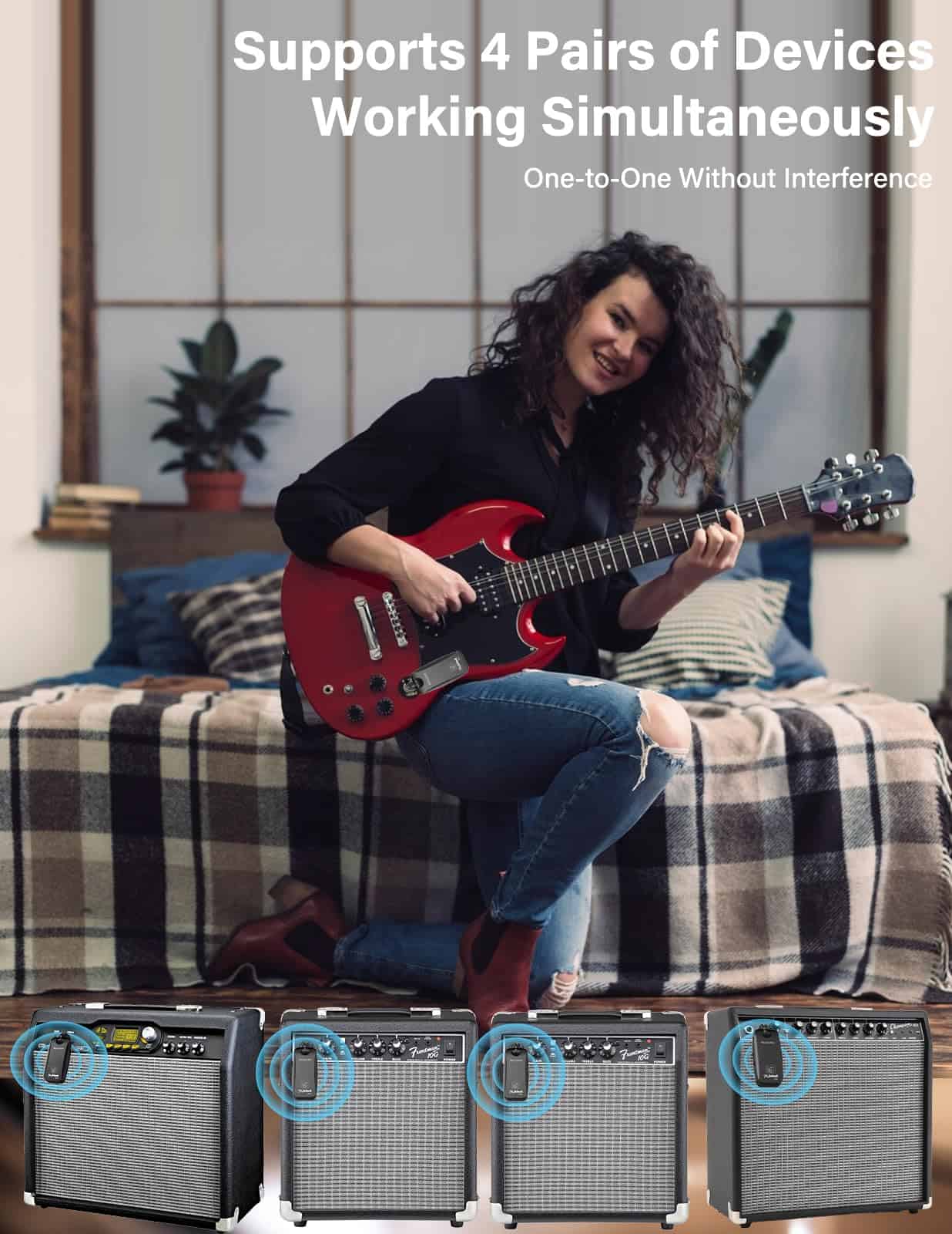 Sistema de Guitarra Inalámbrico Housiwill 5.8GHz, - Imagen 7