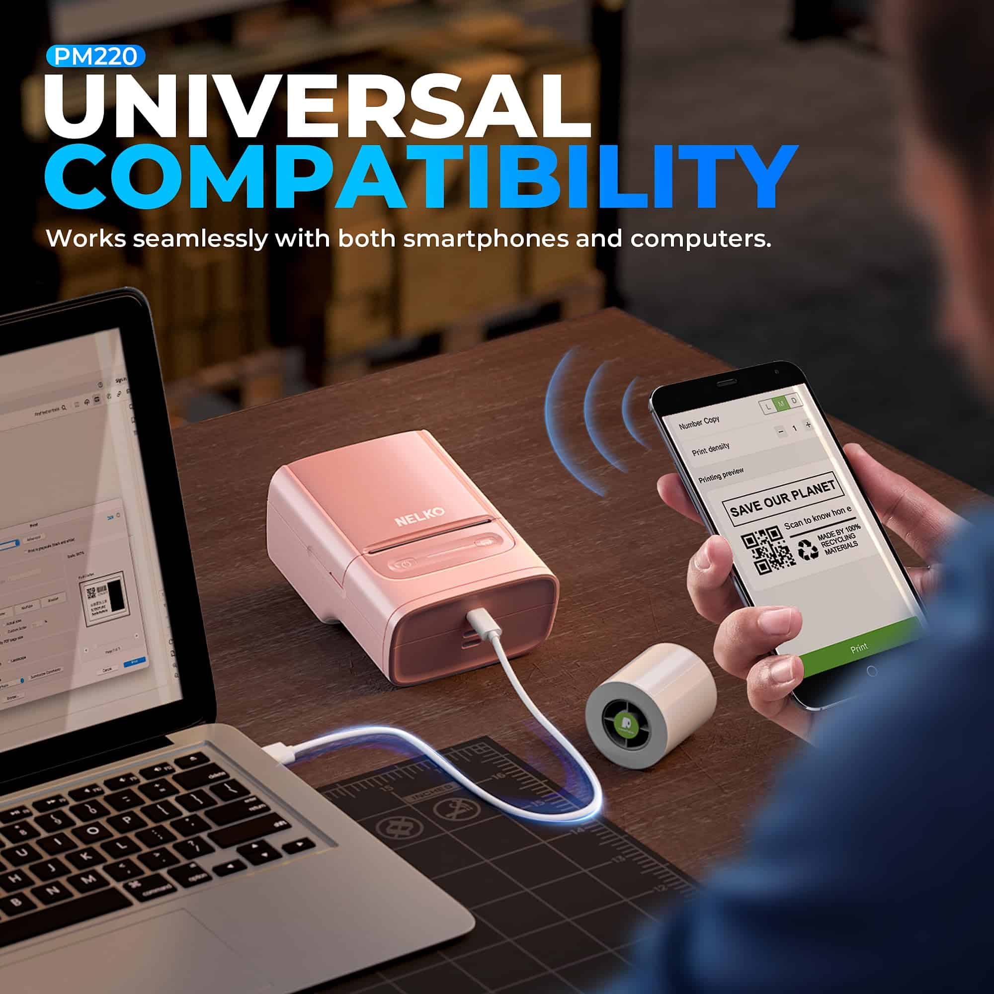 Máquina de etiquetado Nelko con cinta, -Rosa - Imagen 8