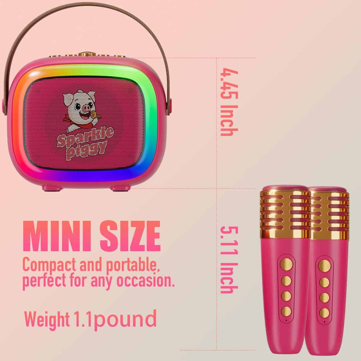 Nueva Mini Máquina de Karaoke 2024 para Niños -Rojo Rosa - Imagen 8