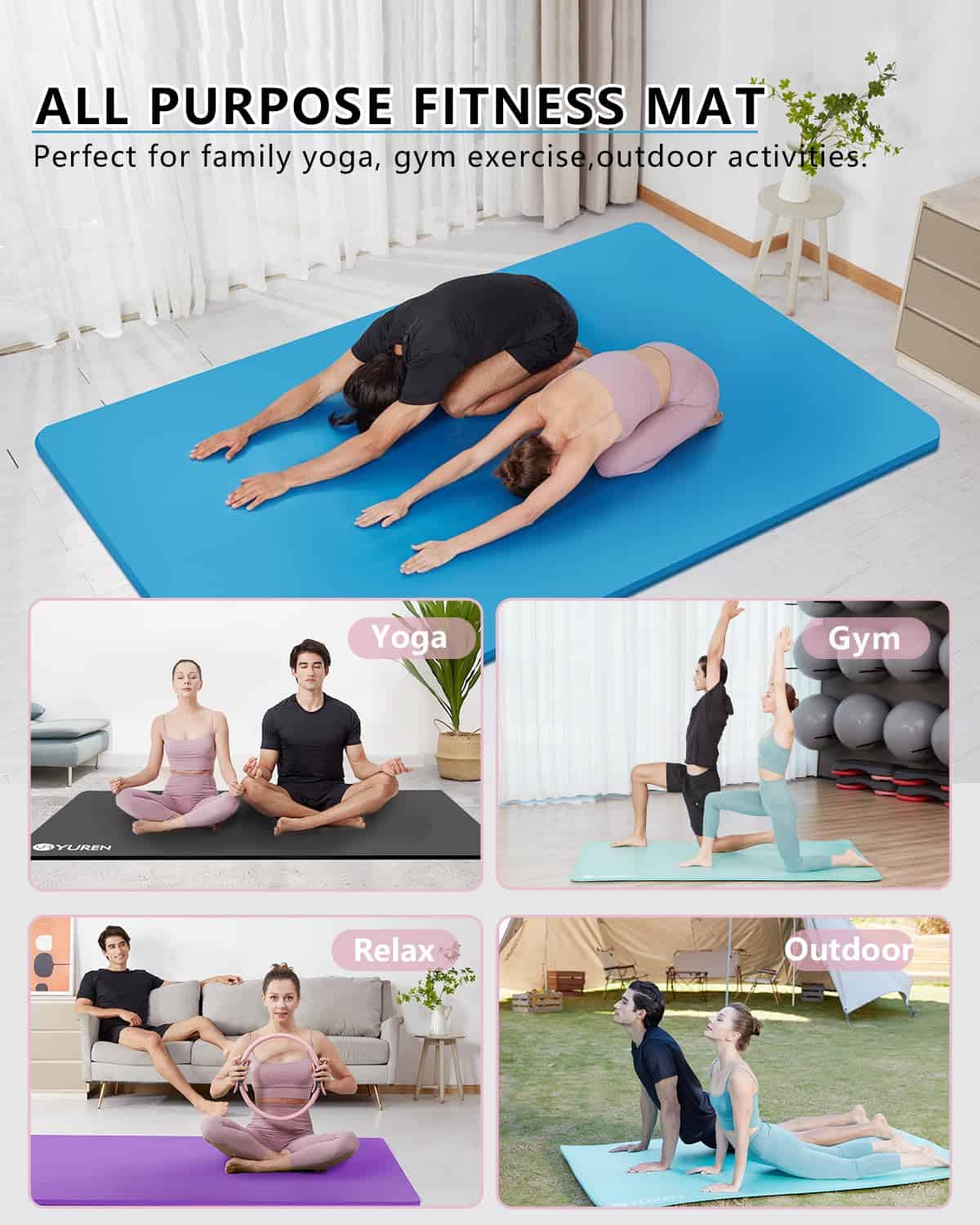 Tapete de Yoga RYTMAT de 1/2 Pulgada de -Azul - Imagen 6