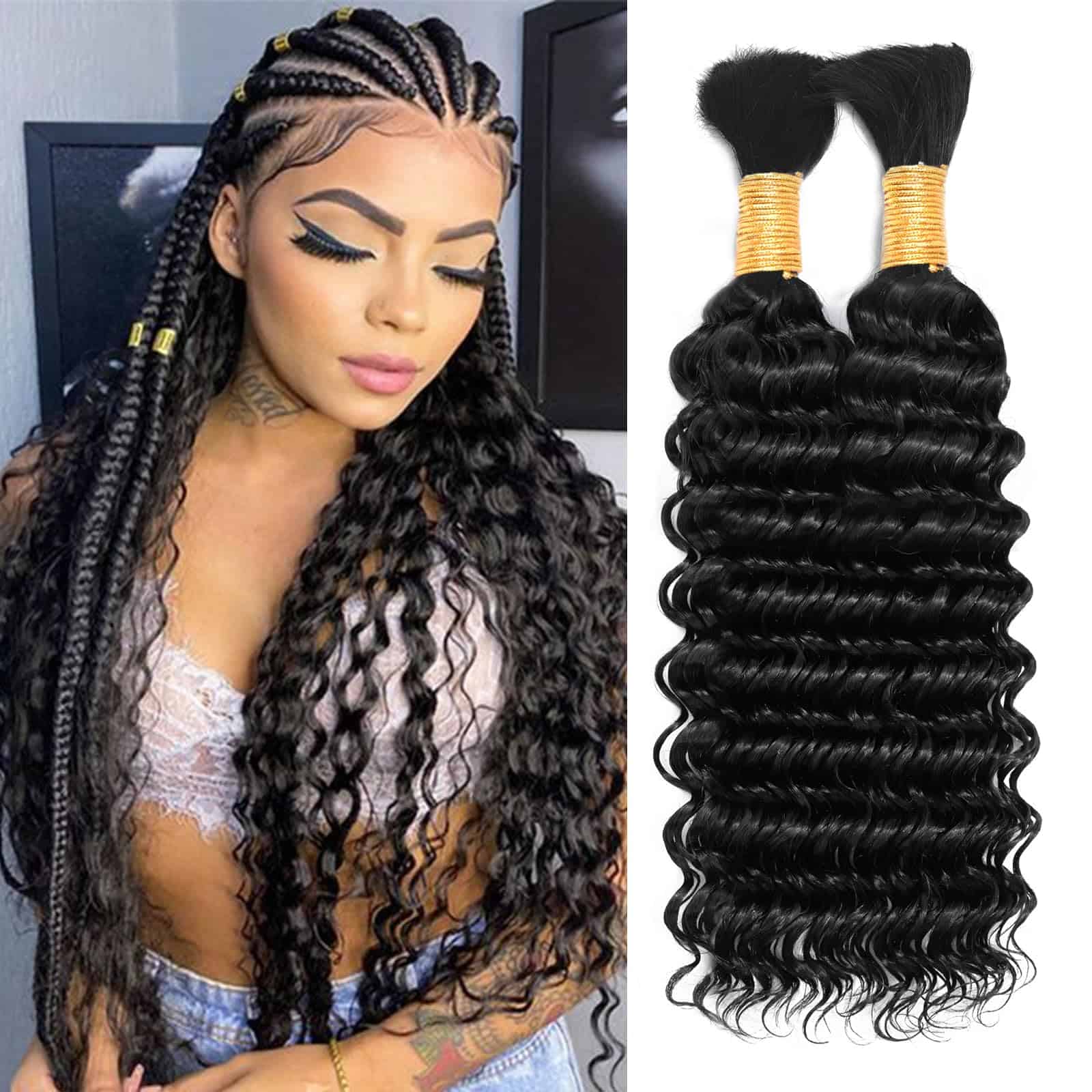 Cabello de Trenza Humana Ondas Profundas Cabello Humano