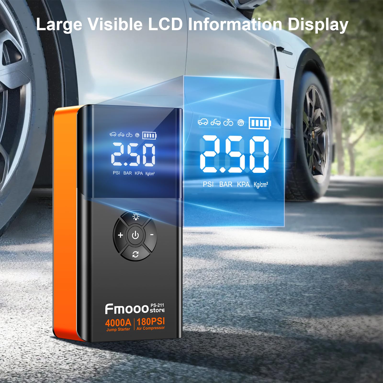 Arrancador de Batería para Coche Portátil con Compresor de - Imagen 6