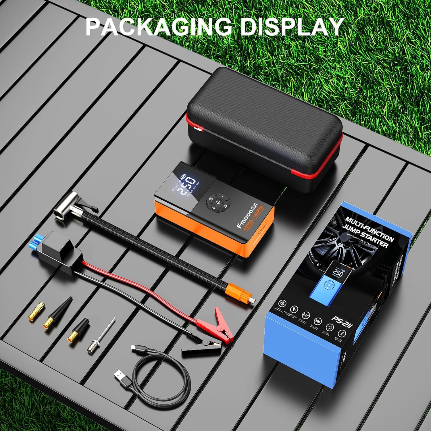 Arrancador de Batería para Coche Portátil con Compresor de - Imagen 9