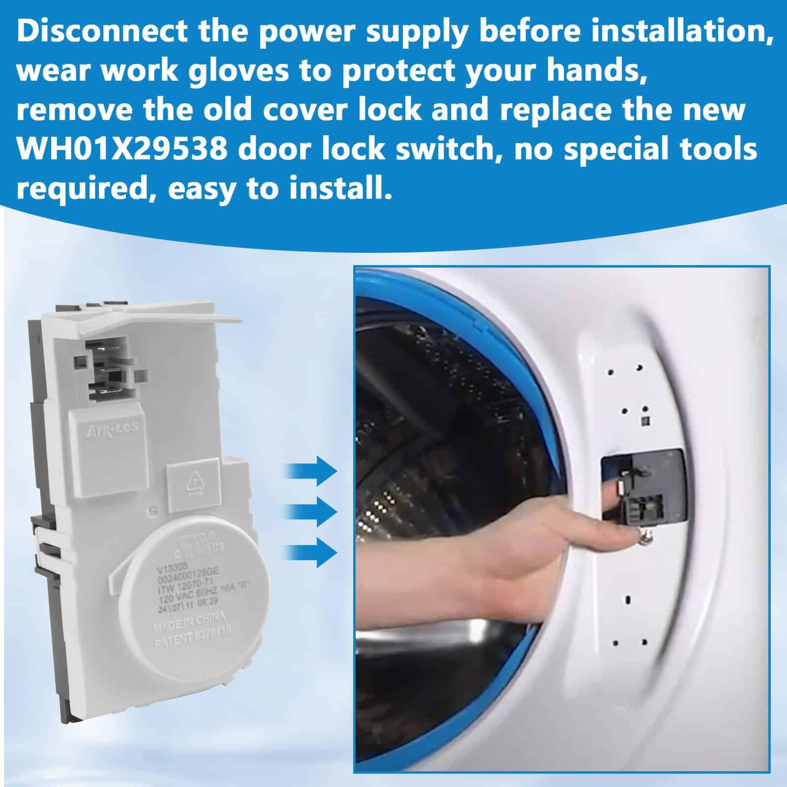 Reemplazo de Bloqueo de Puerta de Lavadora WH01X29528 para - Imagen 6