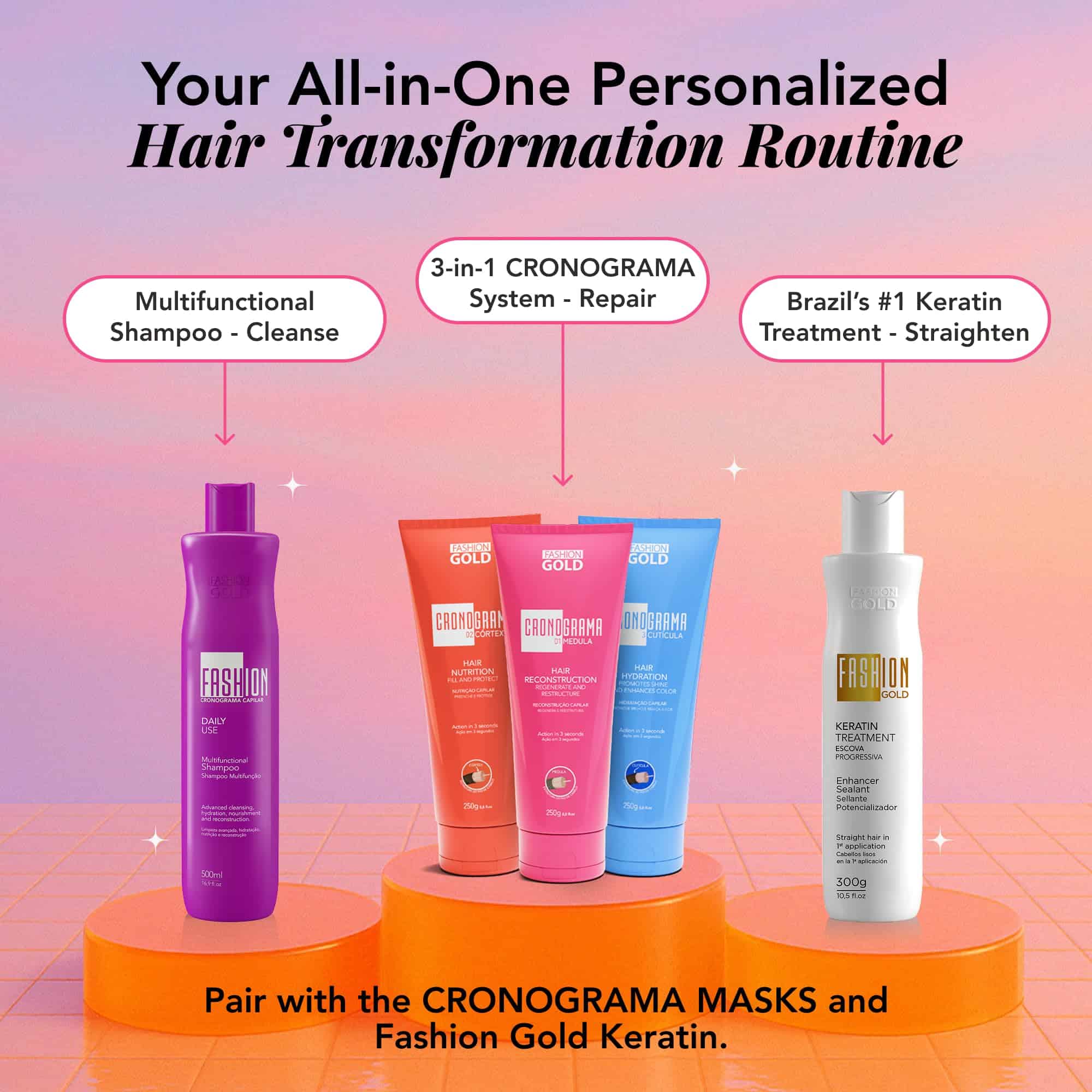 Sistema de Cuidado del Cabello CRONOGRAMA Fashion Gold - Imagen 8
