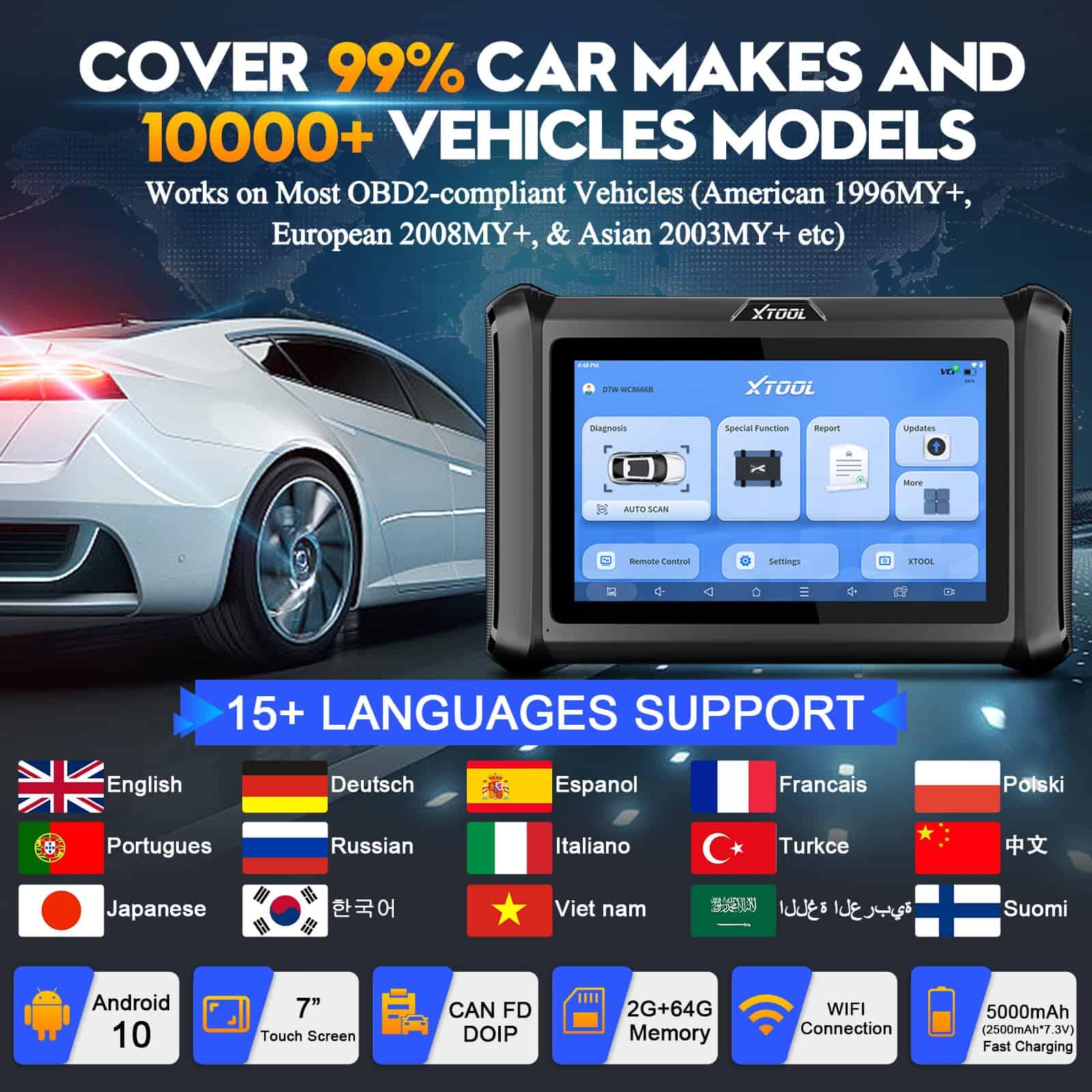 XTOOL D7W Escáner OBD2 Inalámbrico Herramienta de - Imagen 8