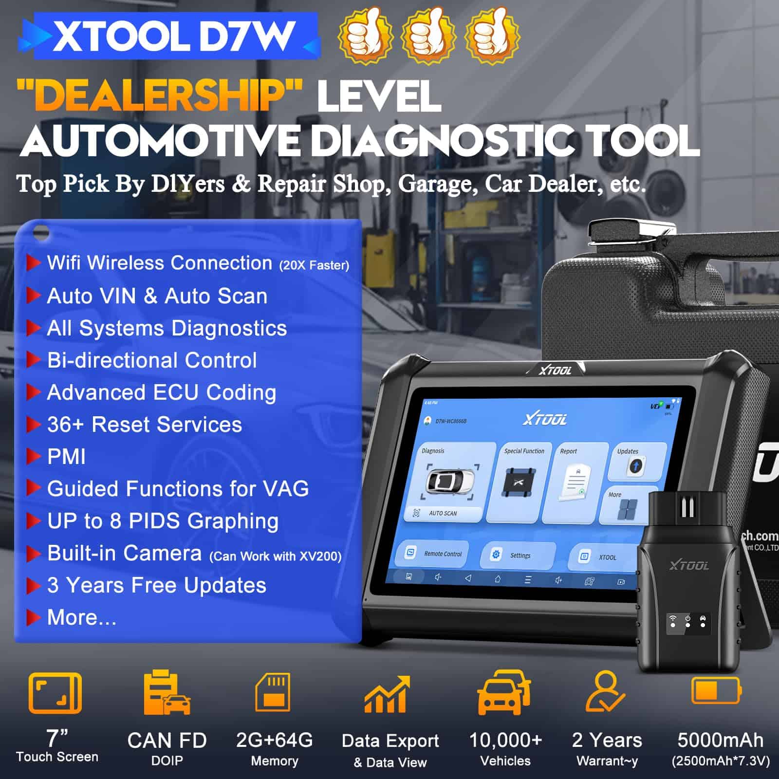 XTOOL D7W Escáner OBD2 Inalámbrico Herramienta de - Imagen 3