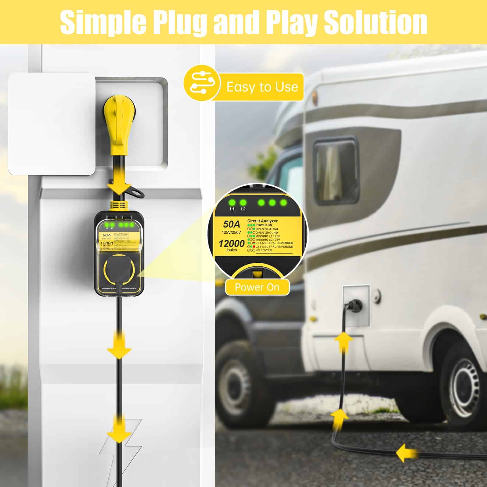 Protector de sobretensión para RV de 50 amperios, 12000 J, - Imagen 8