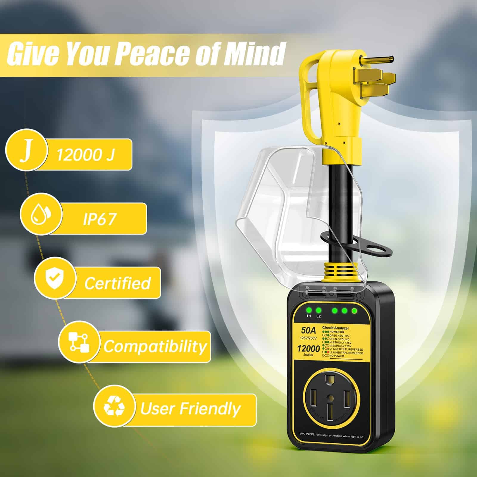 Protector de sobretensión para RV de 50 amperios, 12000 J, - Imagen 4