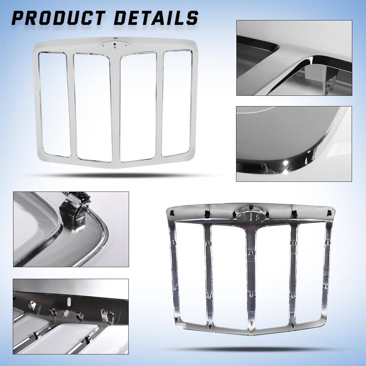 Rejilla delantera cromada de repuesto para capucha radiador - Imagen 3