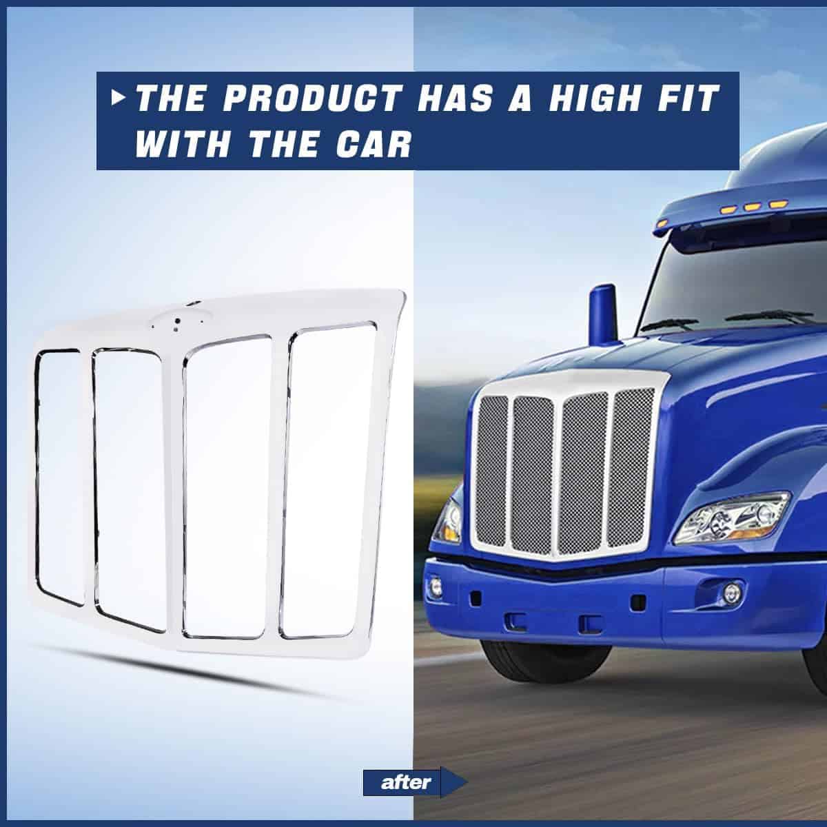 Rejilla delantera cromada de repuesto para capucha radiador - Imagen 4