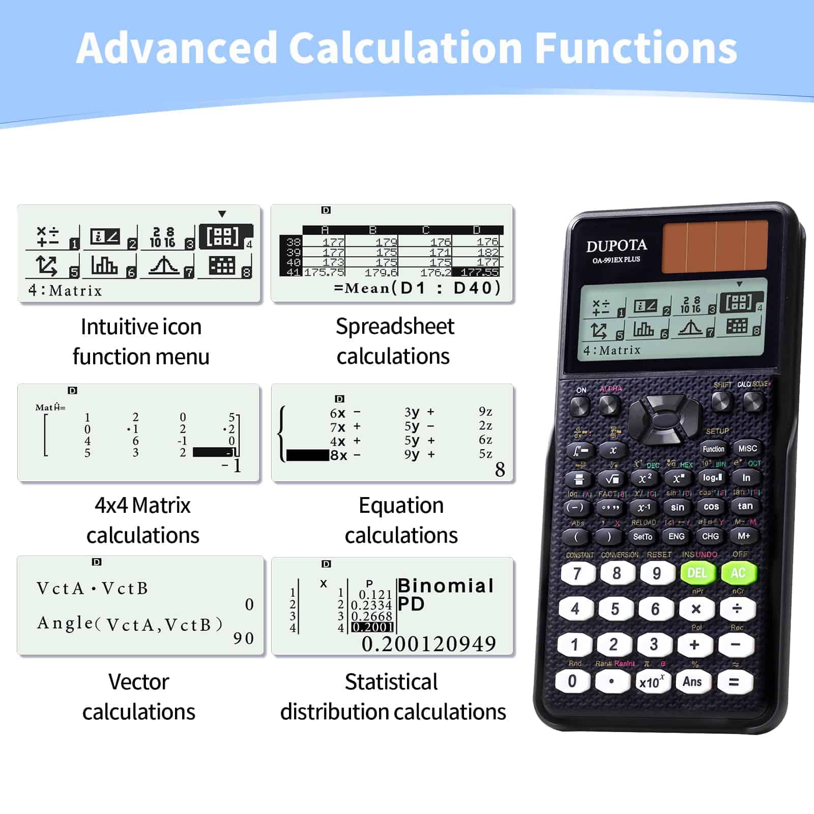 Calculadora Científica DUPOTA OA-991EX Plus 552 Funciones 2 - Imagen 4
