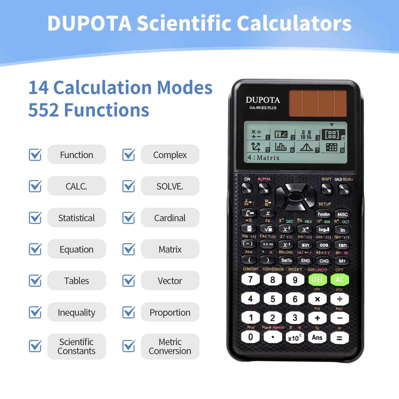 Calculadora Científica DUPOTA OA-991EX Plus 552 Funciones 2 - Imagen 3