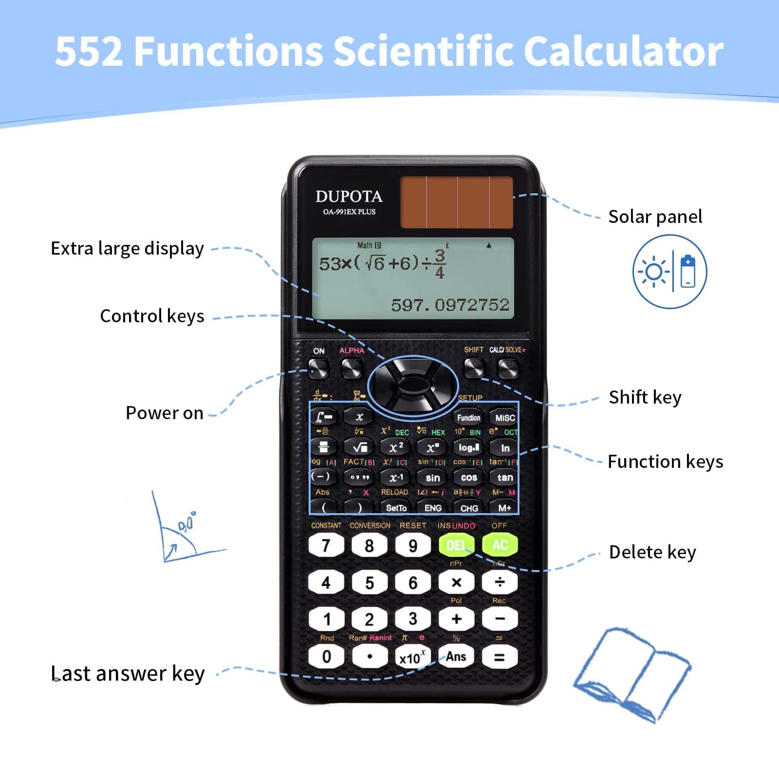 Calculadora Científica DUPOTA OA-991EX Plus 552 Funciones 2 - Imagen 7