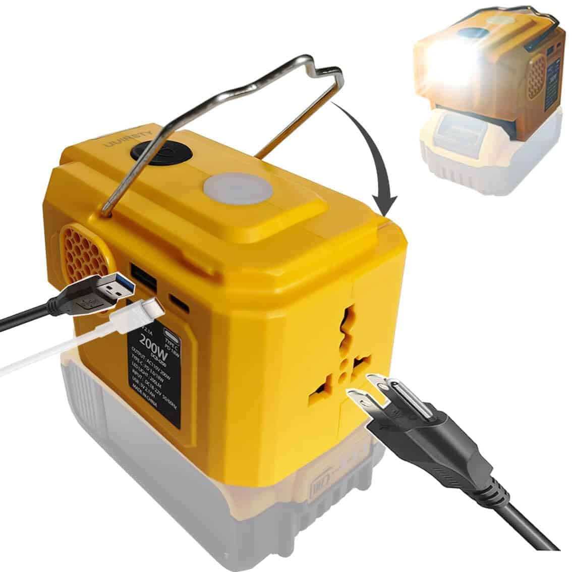 Convertidor de batería portátil de 200W UUIRSTY para DeWALT