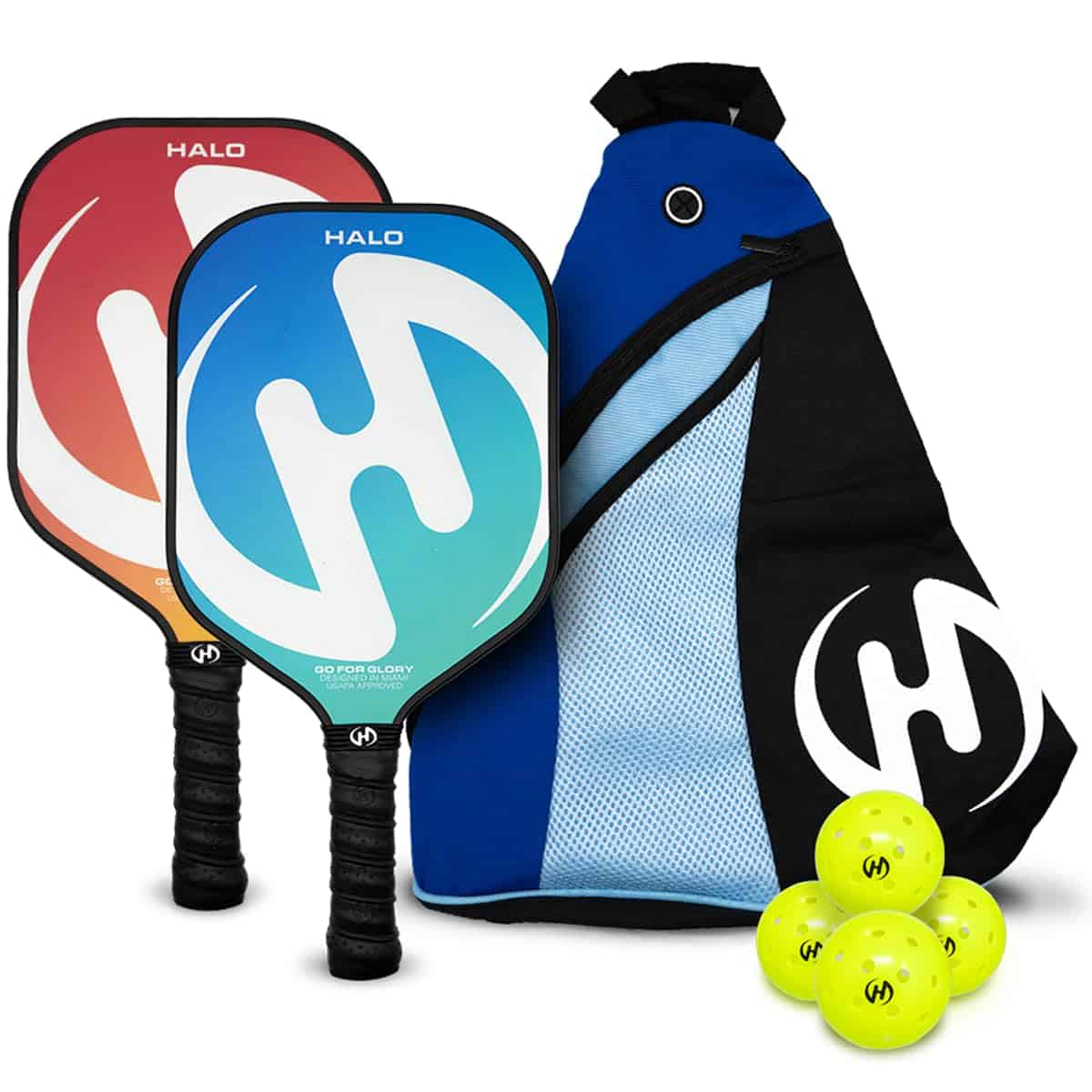 Set de 2 Raquetas HALO PICKLEBALL con 4 PELOTAS de