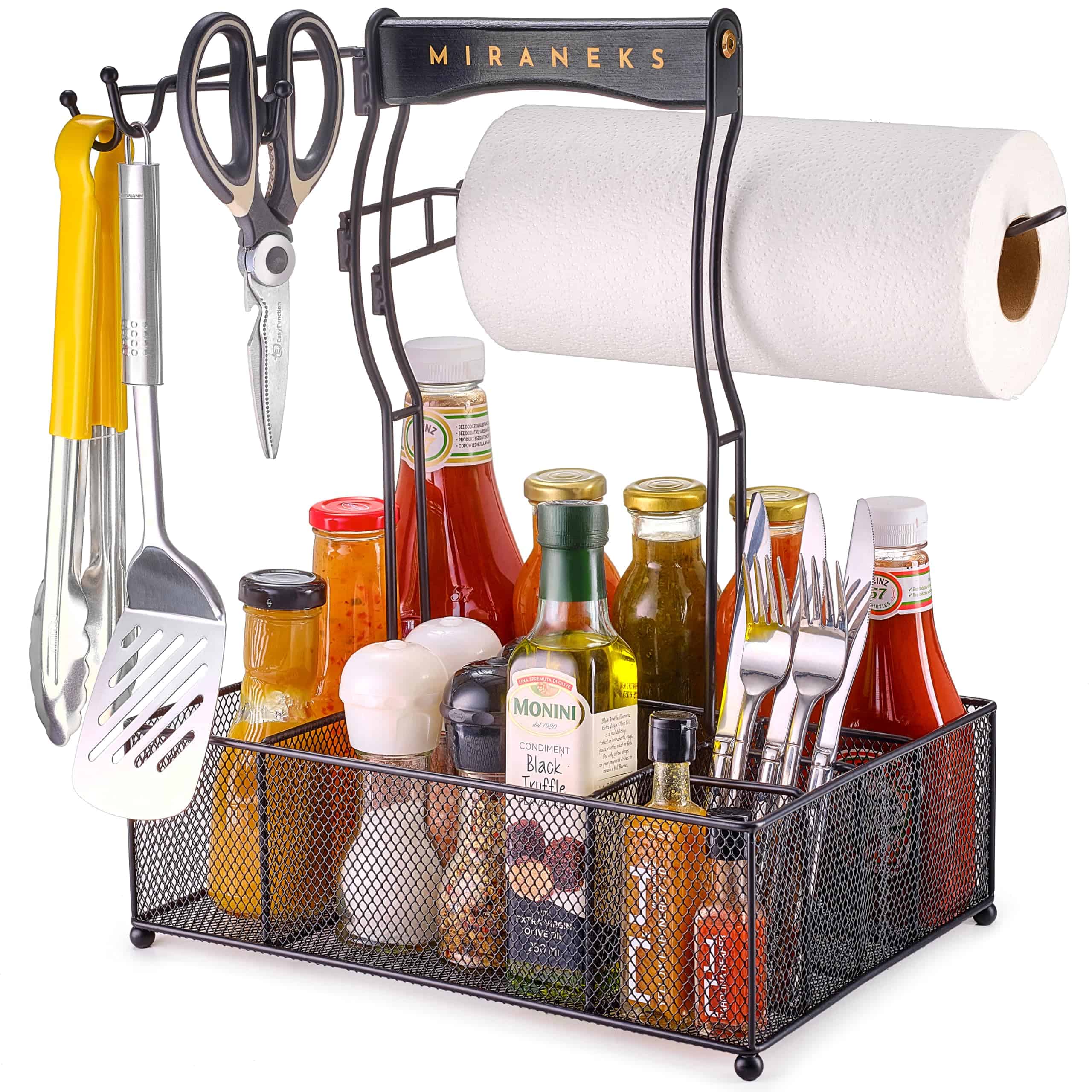 Caddy de parrilla para condimentos y utensilios con