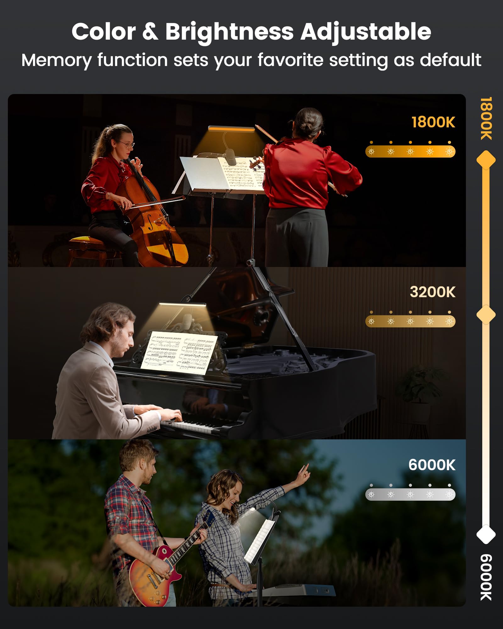 Luz de atril Glocusent 81 LED, Súper Brillante y Cuidado de - Imagen 4