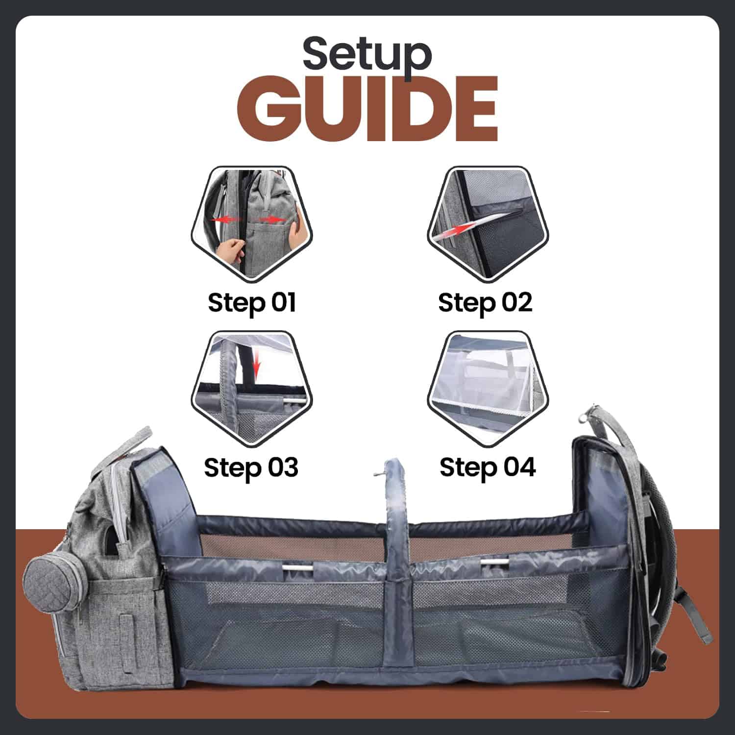 Mochila Cambiadora de Pañales con Estación de Cambio para - Imagen 10