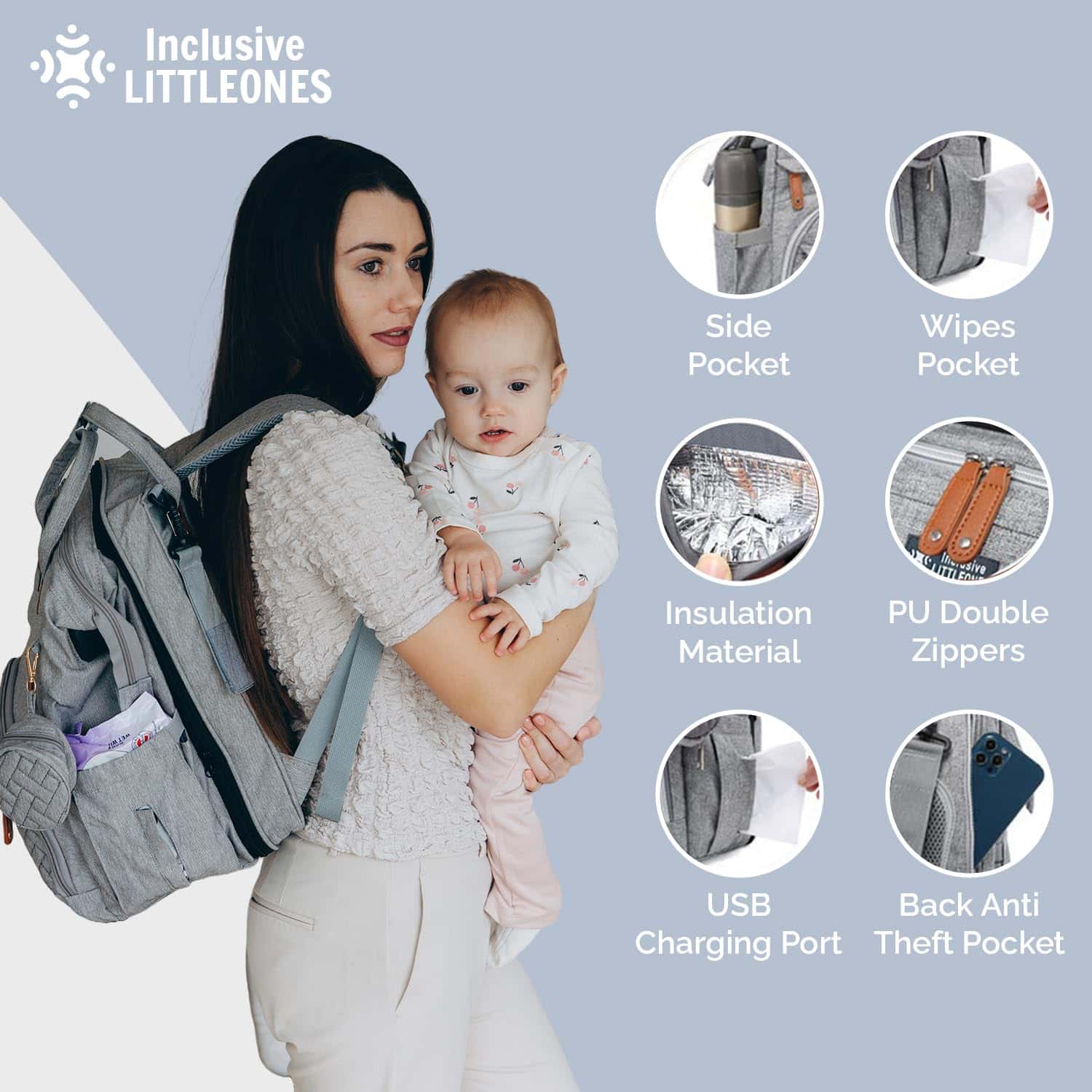 Mochila Cambiadora de Pañales con Estación de Cambio para - Imagen 5