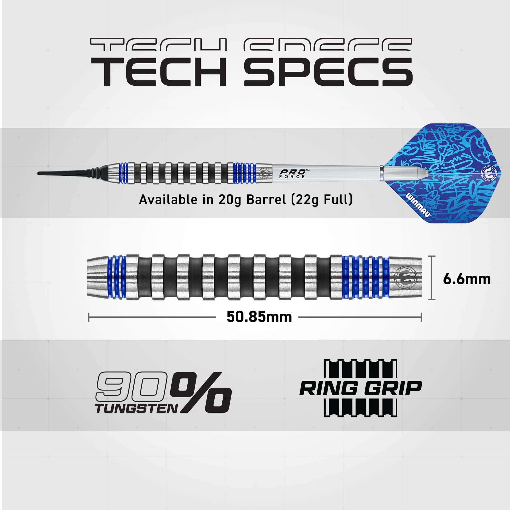 Set de Dardos Profesionales Winmau Advance 500 Series Azul - Imagen 5