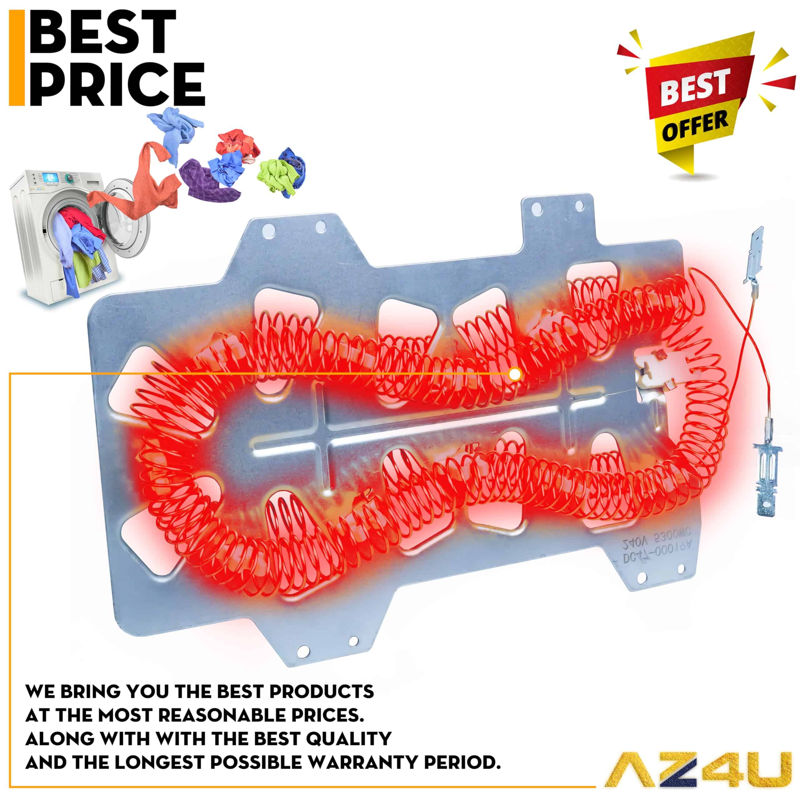 2Pc Elemento Calefactor de Secadora de Reemplazo para - Imagen 9