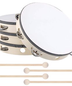 SENJEOK 4PCS 10 Pulgadas Palmas de Mano Tambourines, Tambor