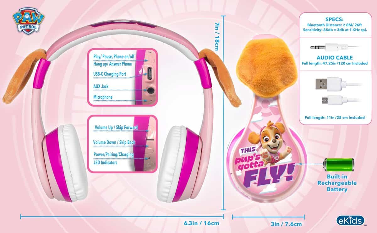 Audífonos Bluetooth eKids Paw Patrol Skye, Audífonos - Imagen 4